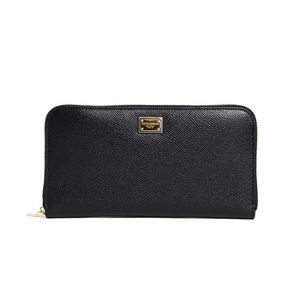 Dolce & Gabbana Women's Leather Zip Around Continental Wallet Black